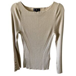 Banana Republic NWOT Sweater Boat Neck Oyster Beige Buttons Detail Large